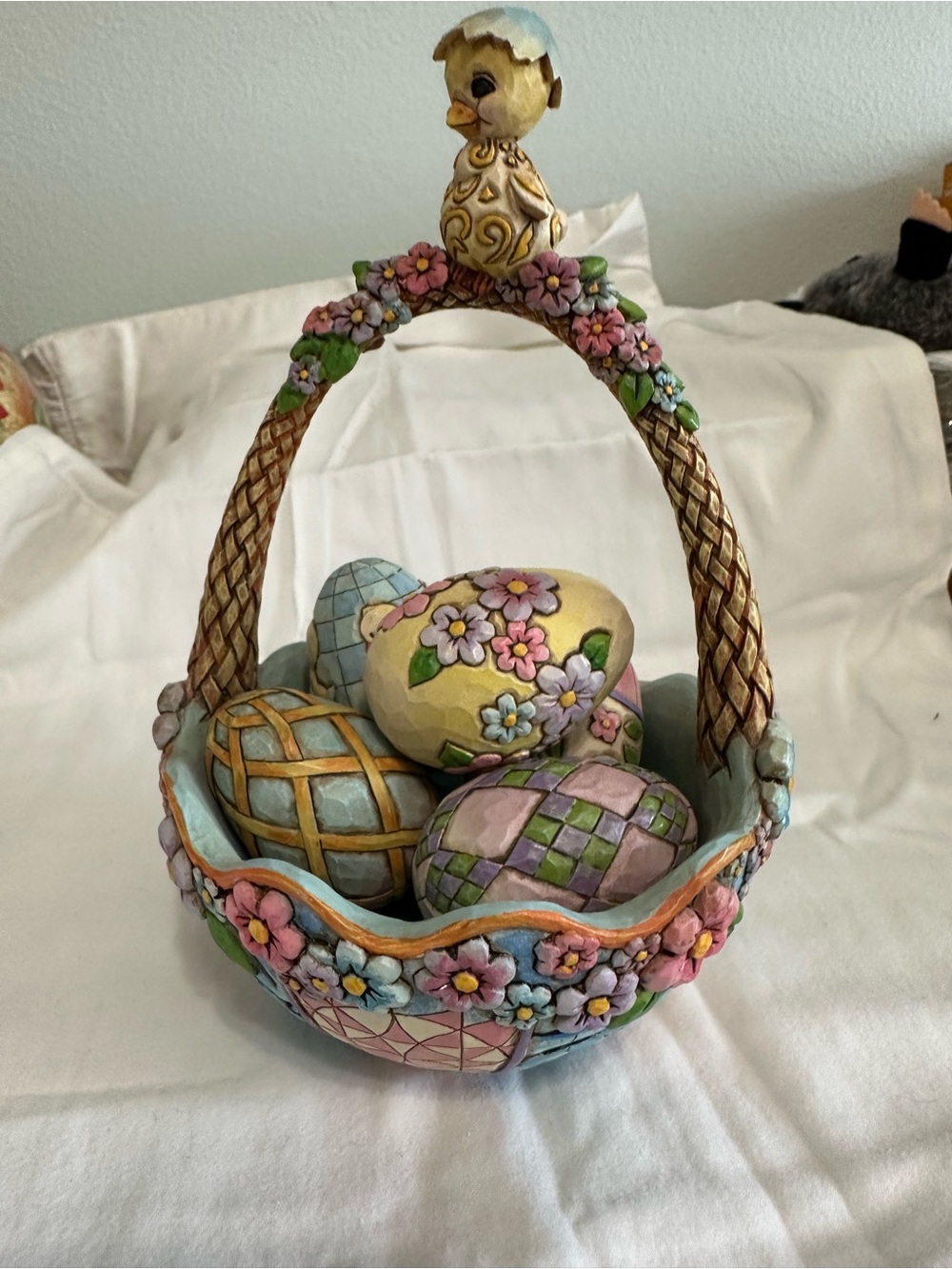 Jim Shore 2007 Retired Easter Basket #4009225 “Biddie Basket” EUC